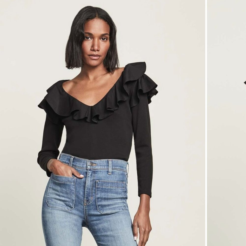 Veronica Beard Strata Ruffled Top